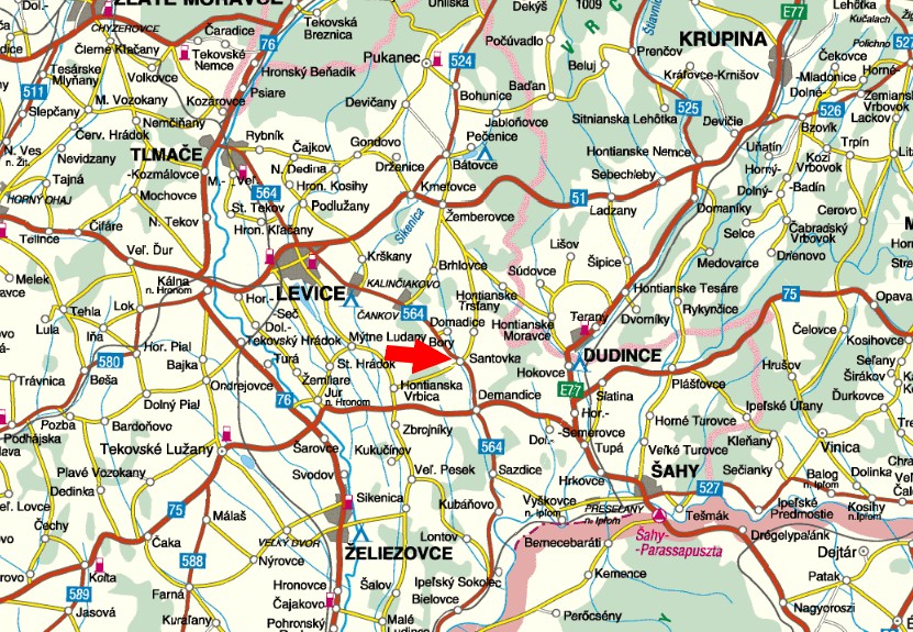Fotogaléria Mapka Santovky a okolia (1) Mapka Santovky a okolia